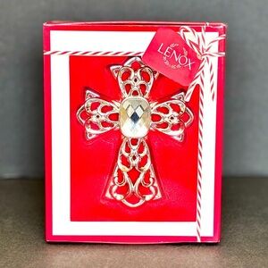 Lenox Ornament  Silver Plated Bejewled Gem Cross NIB